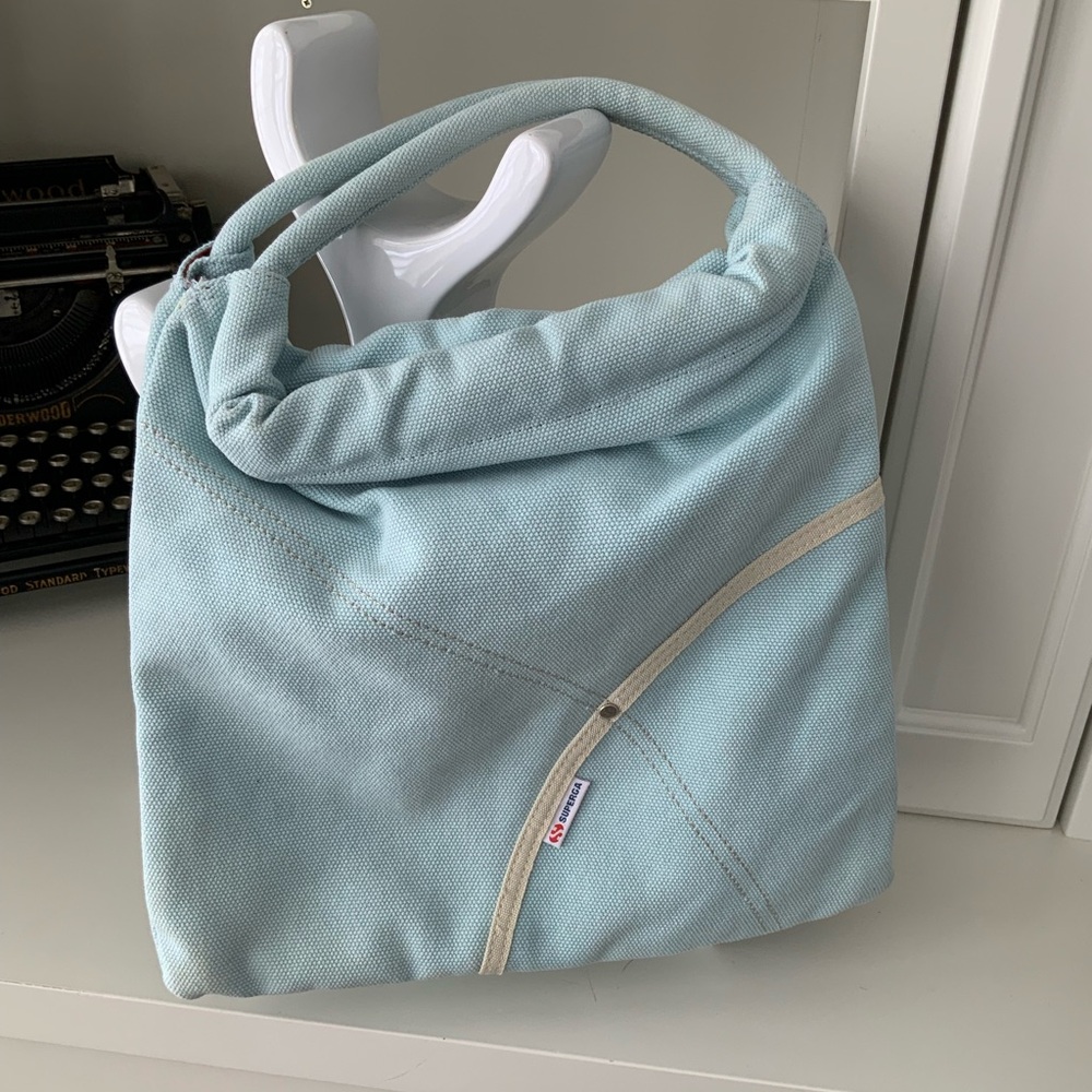 Y2K SUPERGA Light Blue Medium Women’s Shoulder Purse Bag Fabric